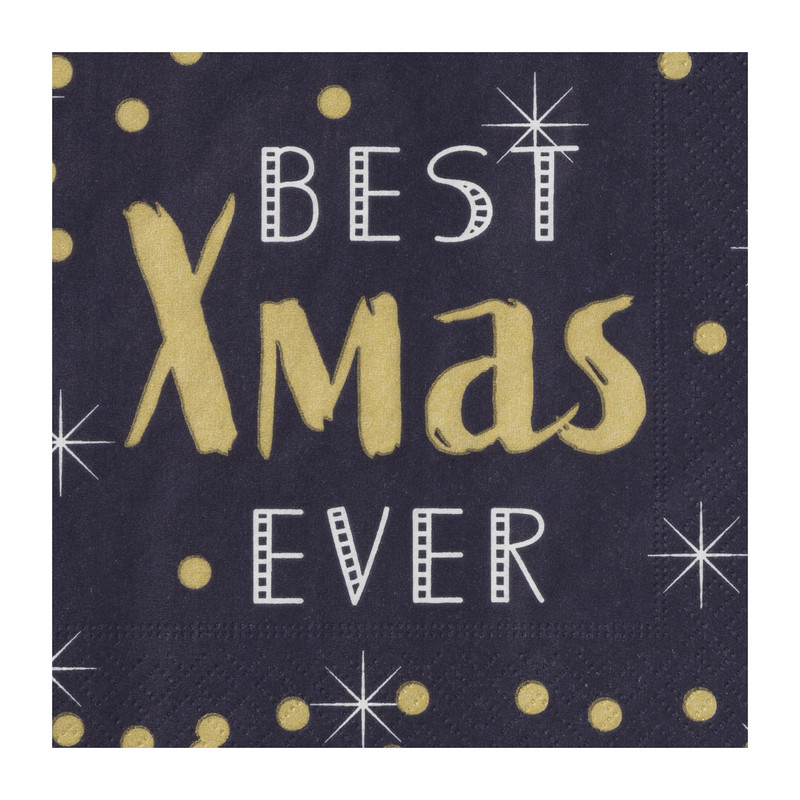 Servet xmas - blauw - 33x33 cm 