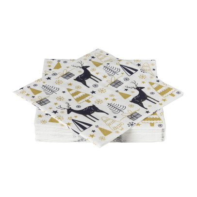 Servet rendier - wit - 33x33 cm 