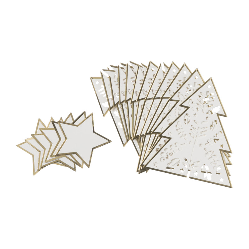 Naamkaartje kerstboom - set van 6 - 9x8 cm