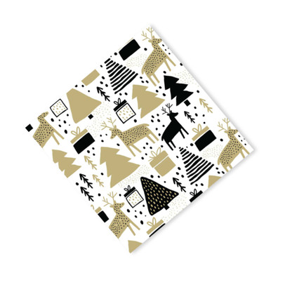 Servetten rendier boom - set van 20 - wit - 33x33 cm