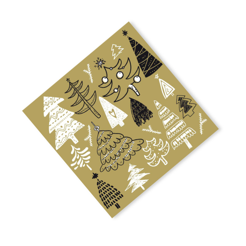 Servetten boom - set van 20 - goudkleurig - 33x33 cm