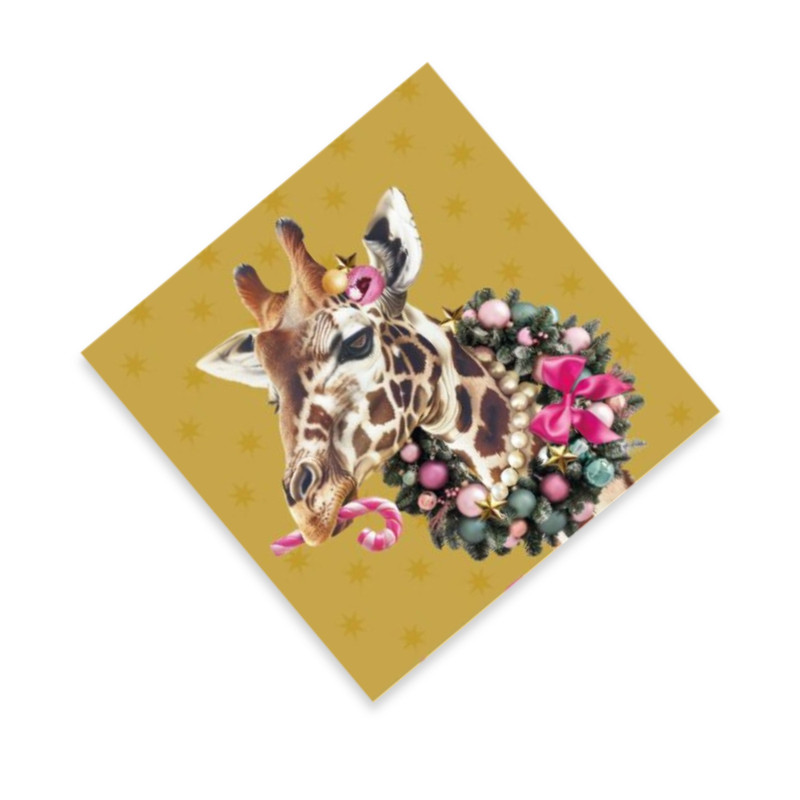 Servetten Giraf - set van 20 - goudkleurig - 33x33 cm