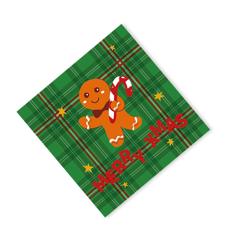 Servetten Tartan gingerbread - set van 20 - groen - 33x33 cm