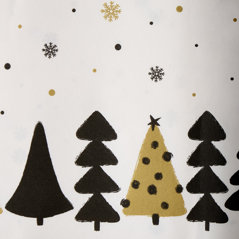 Tafelkleed kerstbomen - zwart/wit/goud - 138x220 cm