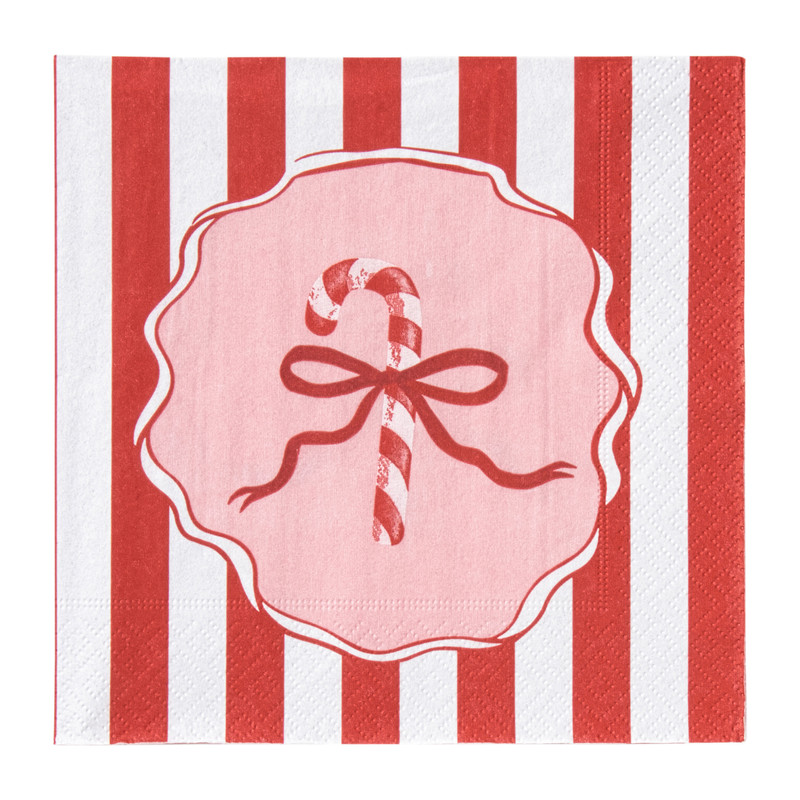 Servet candy cane - roze/rood - 33x33 cm