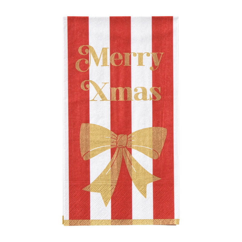 Servet strikjes en strepen - rood/wit - 33x40 cm