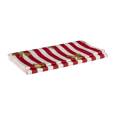 Tafelkleed strikjes en strepen - rood/wit - 138x220 cm