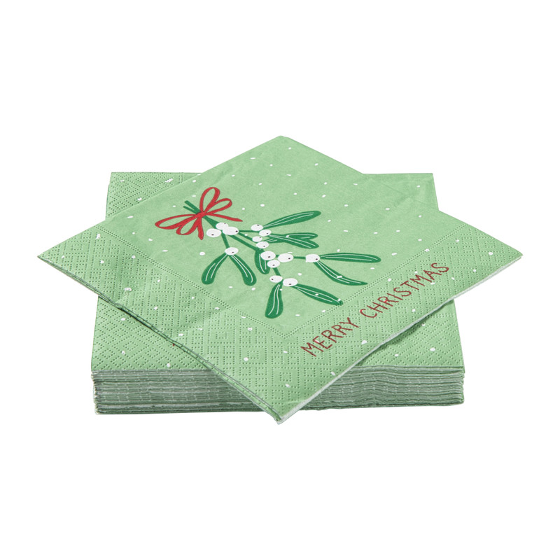 Servet mistletoe - groen - 33x33 cm