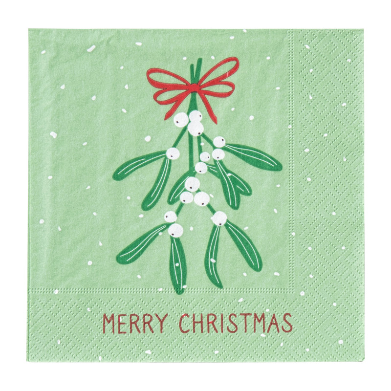 Servet mistletoe - groen - 33x33 cm