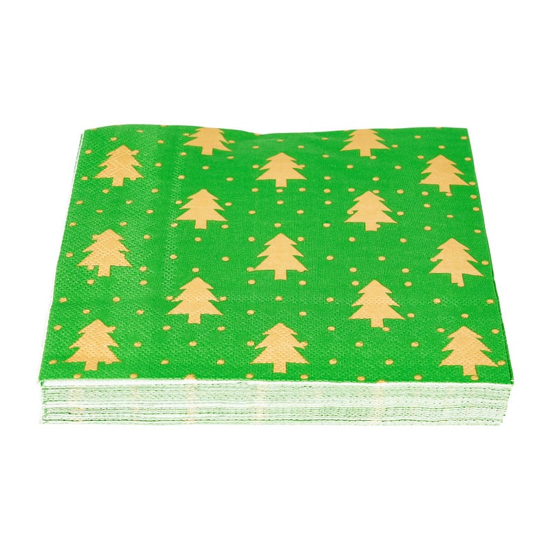 Servetten boom - goud/groen - 20 stuks - 33x33cm
