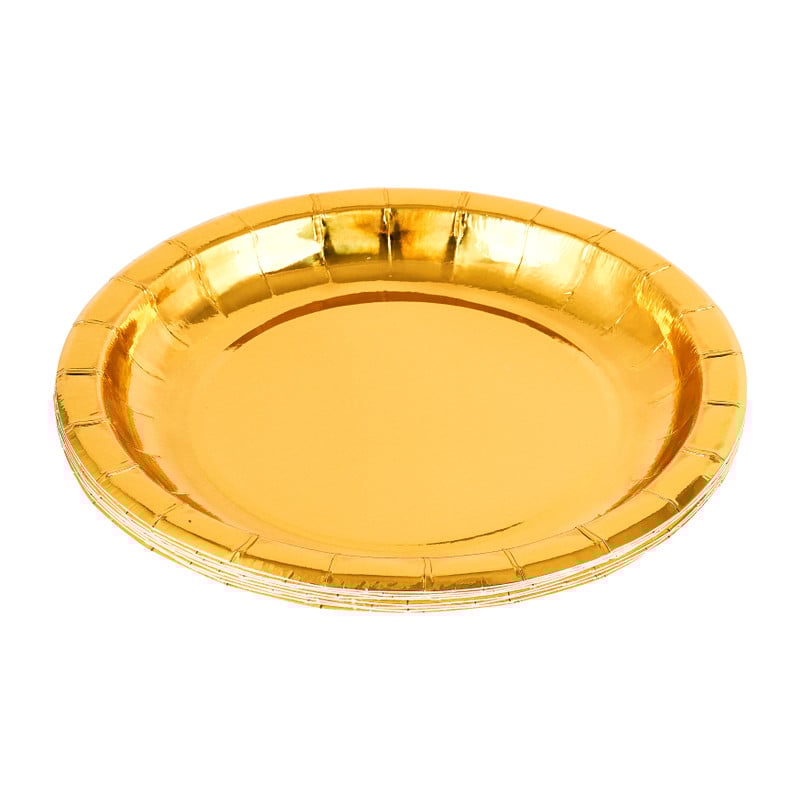 Papieren bordjes goud - Ø18cm - set van 8