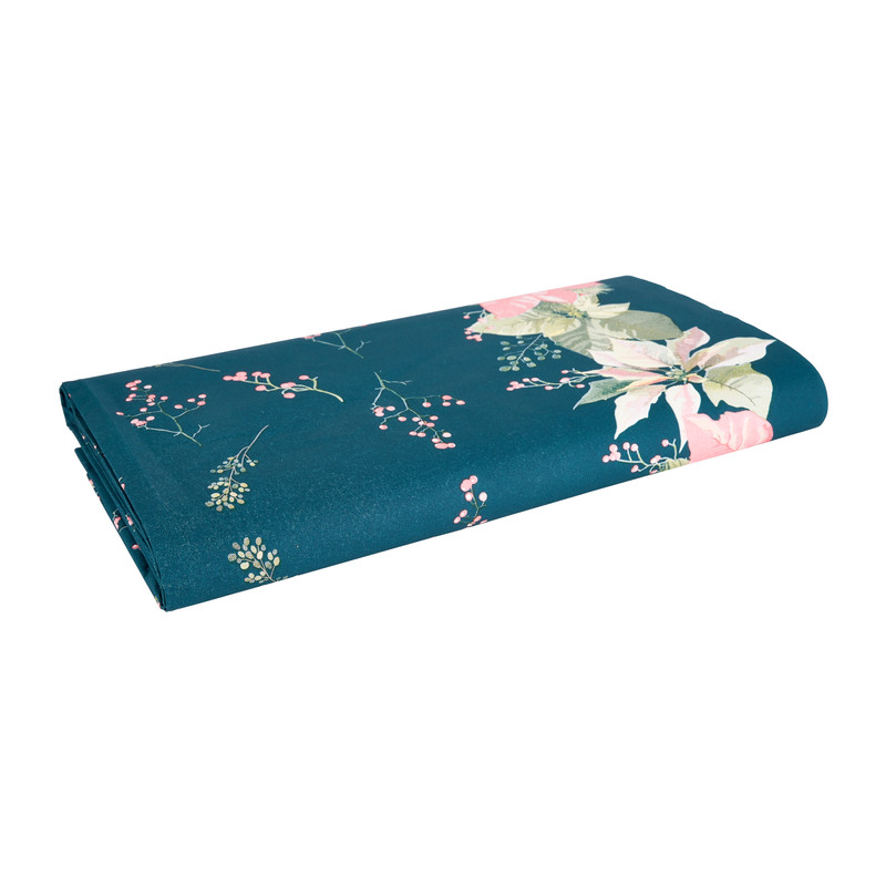 Duni tafelkleed bloem - roze/blauw - 138x220 cm