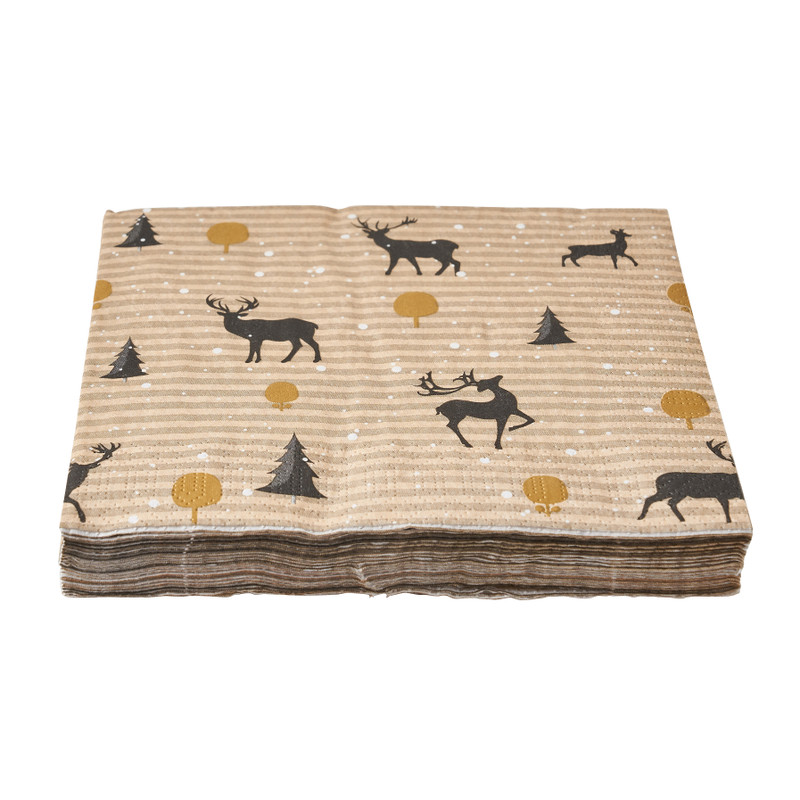 Duni servetten - rendier - 33x33 cm