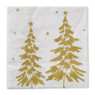 Servetten kerstboom - goud/wit - 33x33 cm