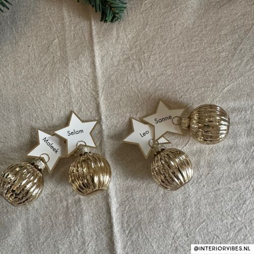 Kerstbal naamkaartje - set van 4 - 21x5.5x4.5 cm