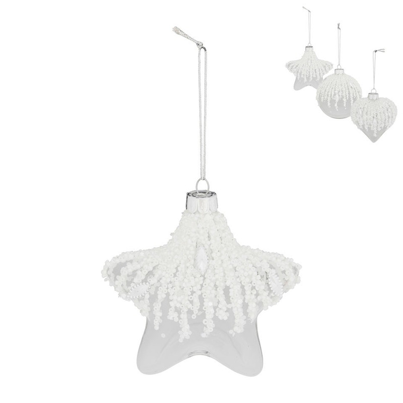 Kerstbal/ster/hart - glitterstrepen