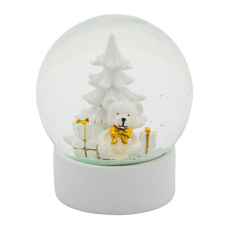Sneeuwbol - kerstboom en beer - 10x11 cm
