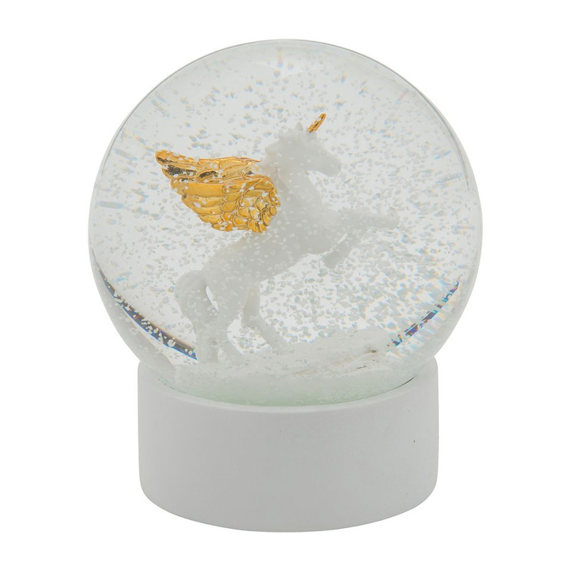 Sneeuwbol - vliegende unicorn - 12x14 cm