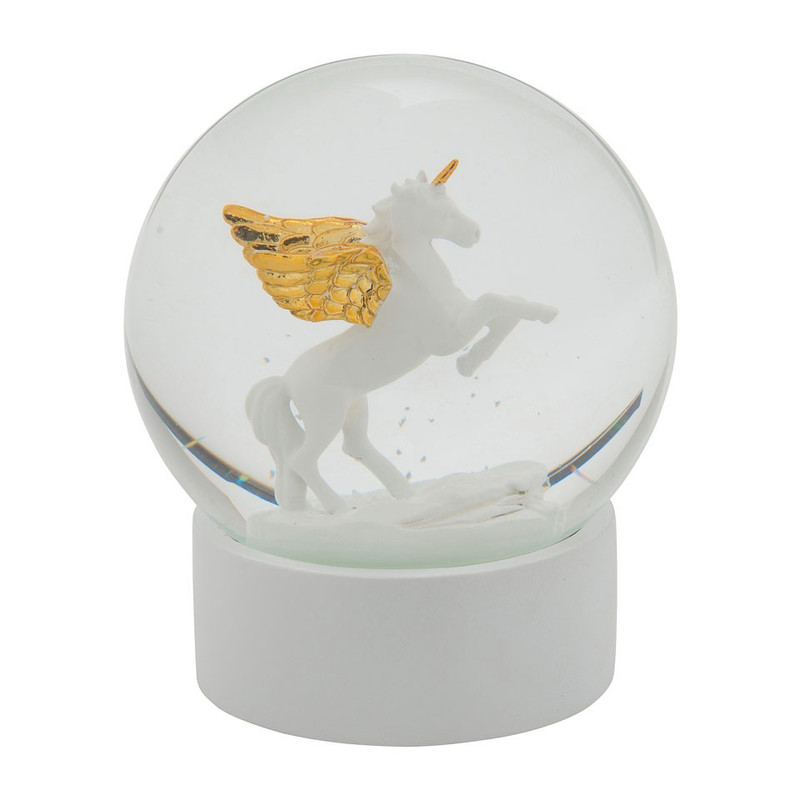 Sneeuwbol - vliegende unicorn - 12x14 cm