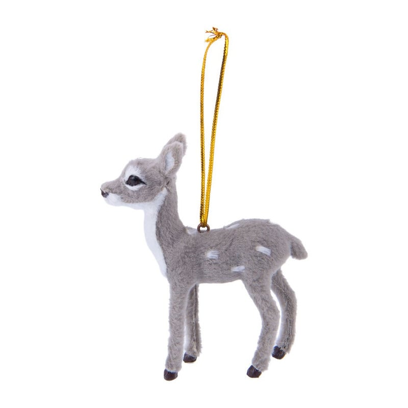 Kersthanger hert - faux fur - 8x10 cm