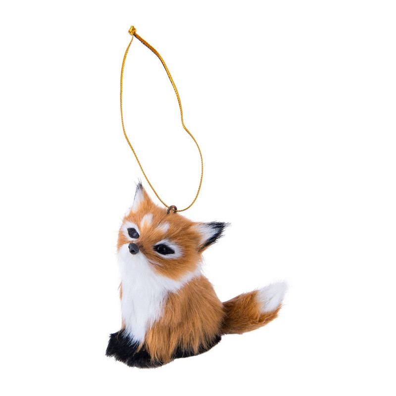 Kersthanger vos - faux fur - 7x7 cm