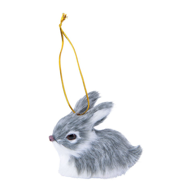 Kersthanger konijn - faux fur - 8x8 cm