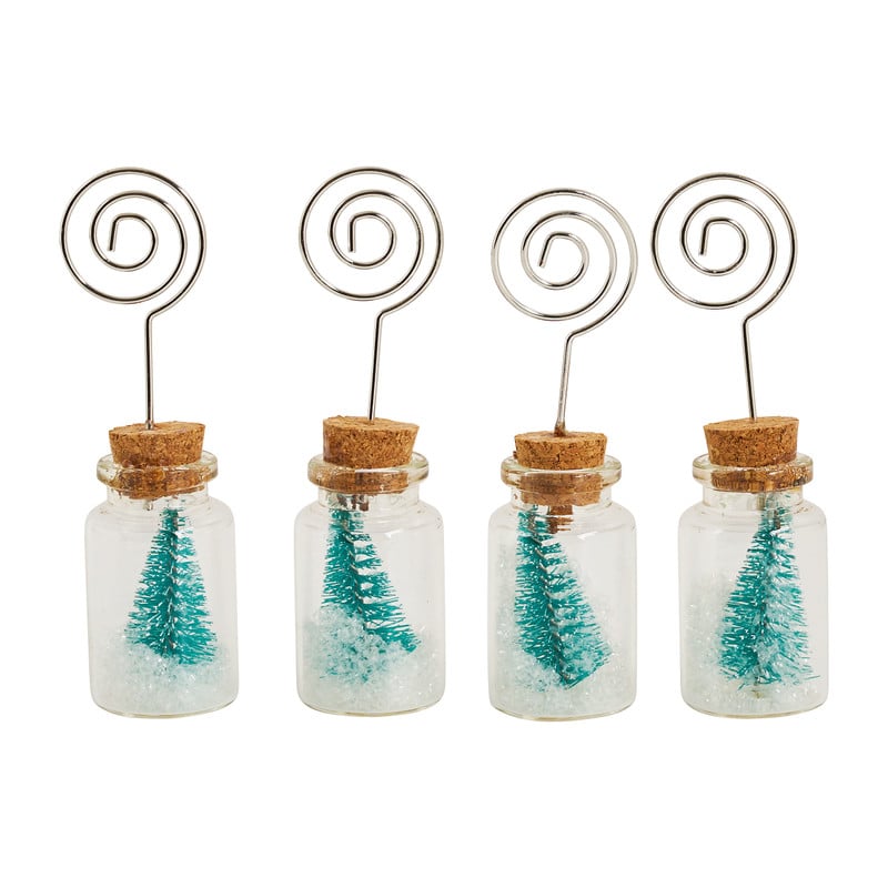 Naamkaartjeshouder kerstboom in flesje - 4 stuks