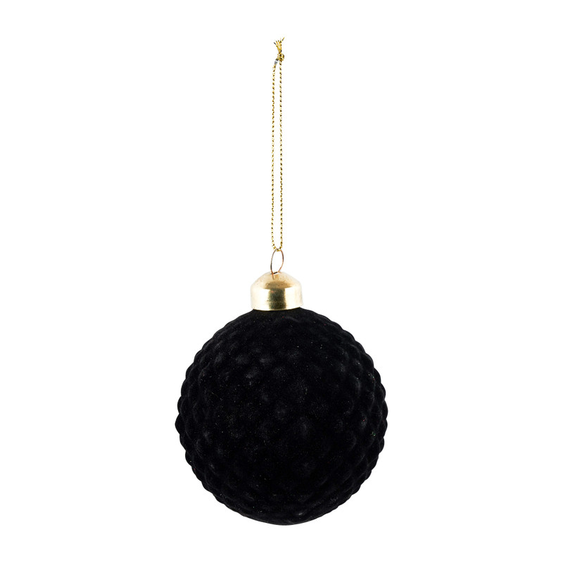 Kerstbal reliëf - Zwart - 8 cm