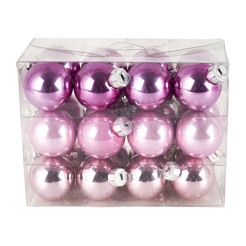 Kerstballen set roze - 24st