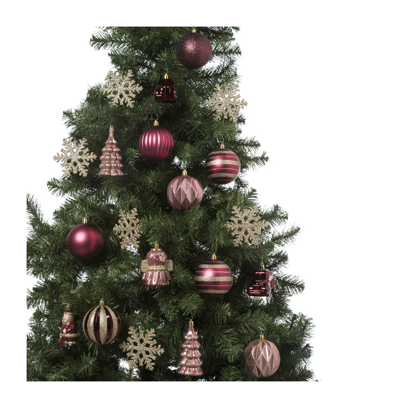 Kersthangers - bordeaux/roze - 20 stuks