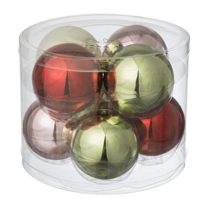 Kerstbal box - set van 8 - ø7 cm