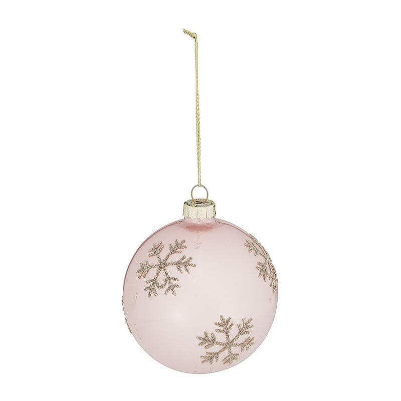 Kerstbal sneeuwster - 8 cm - roze