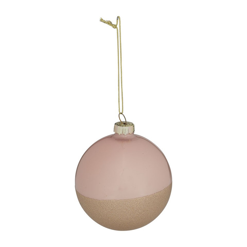 Kerstbal - 8 cm - goud/roze