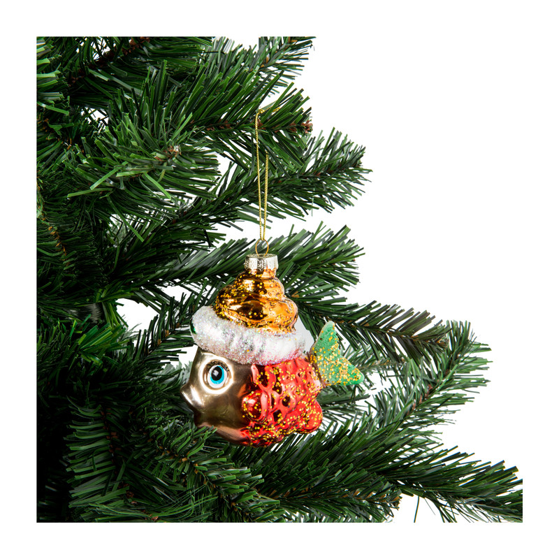 Kerstbal vis - rood - glas