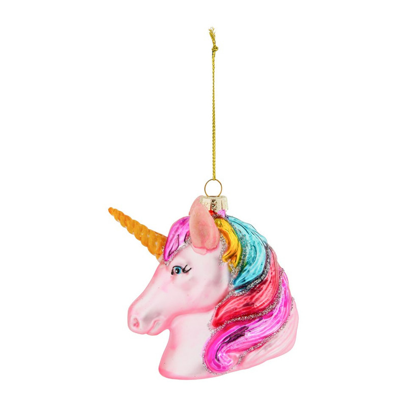 Kerstbal unicorn - glas