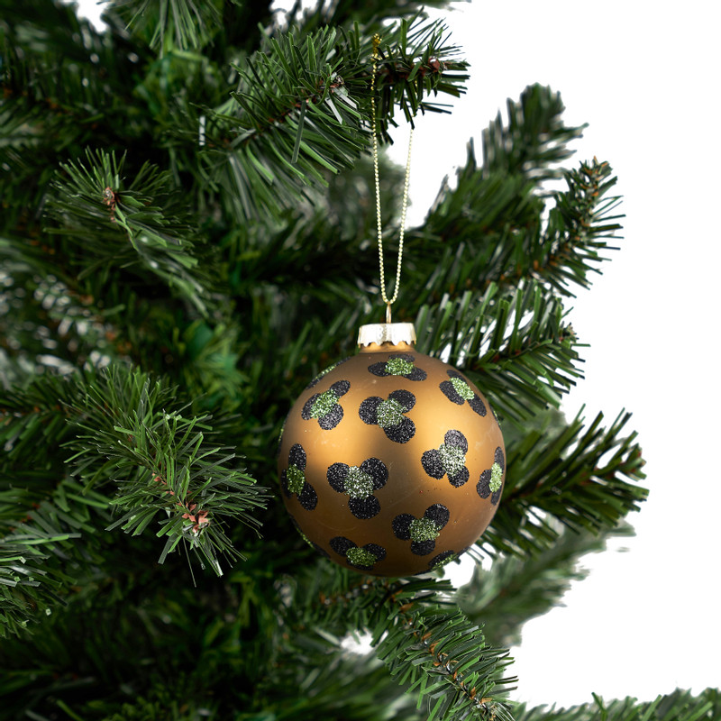 Kerstbal luipaard - Groen - ø8 cm