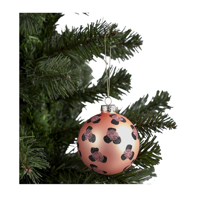 Kerstbal luipaard - oranje - Ø8 cm