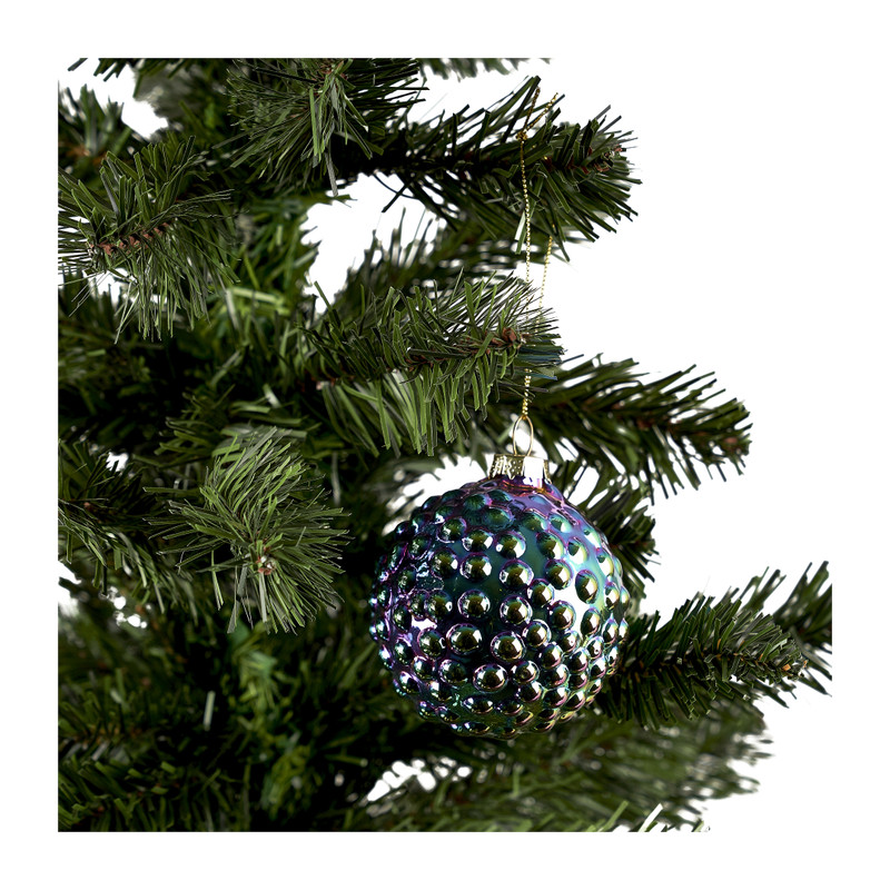 Kerstbal iridescent stip - ⌀8 cm