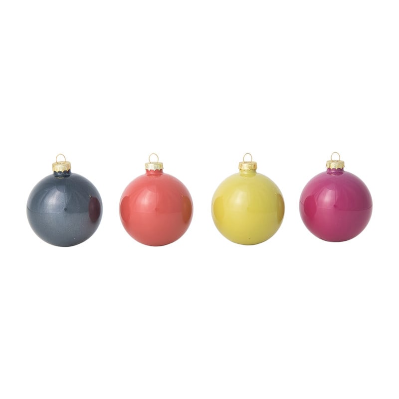 Box met kerstballen - multikleur - ø7 cm - set van 8
