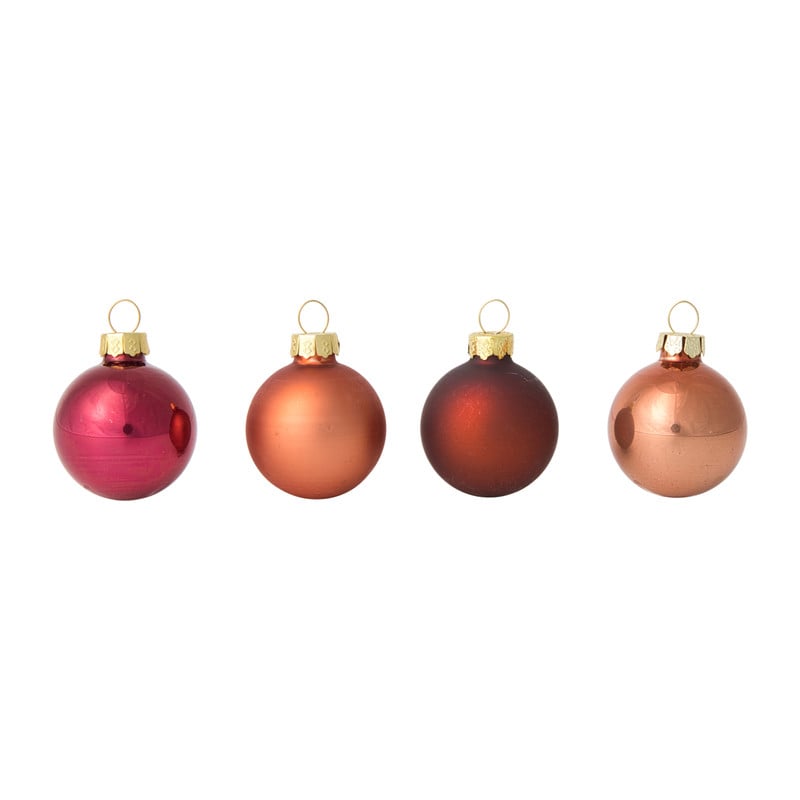 Box met kerstballen - rood - ø4 cm - set van 16
