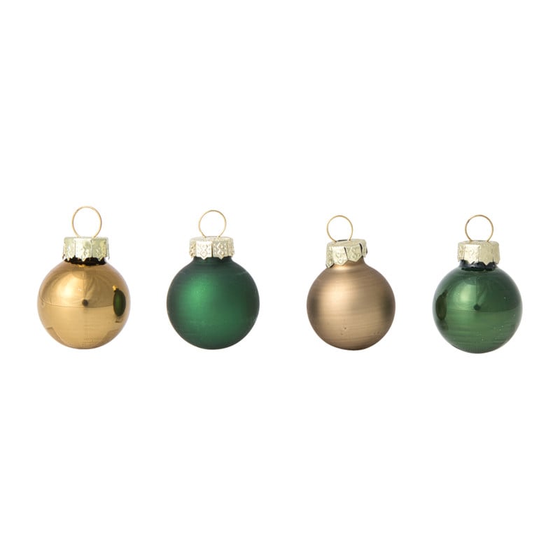 Box met kerstballen - groen - ø2.5 cm - set van 16
