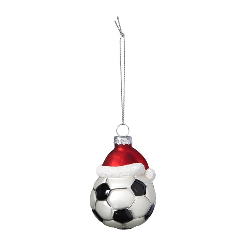 Kersthanger voetbal - zwart/wit- ø6.3x7.8 cm