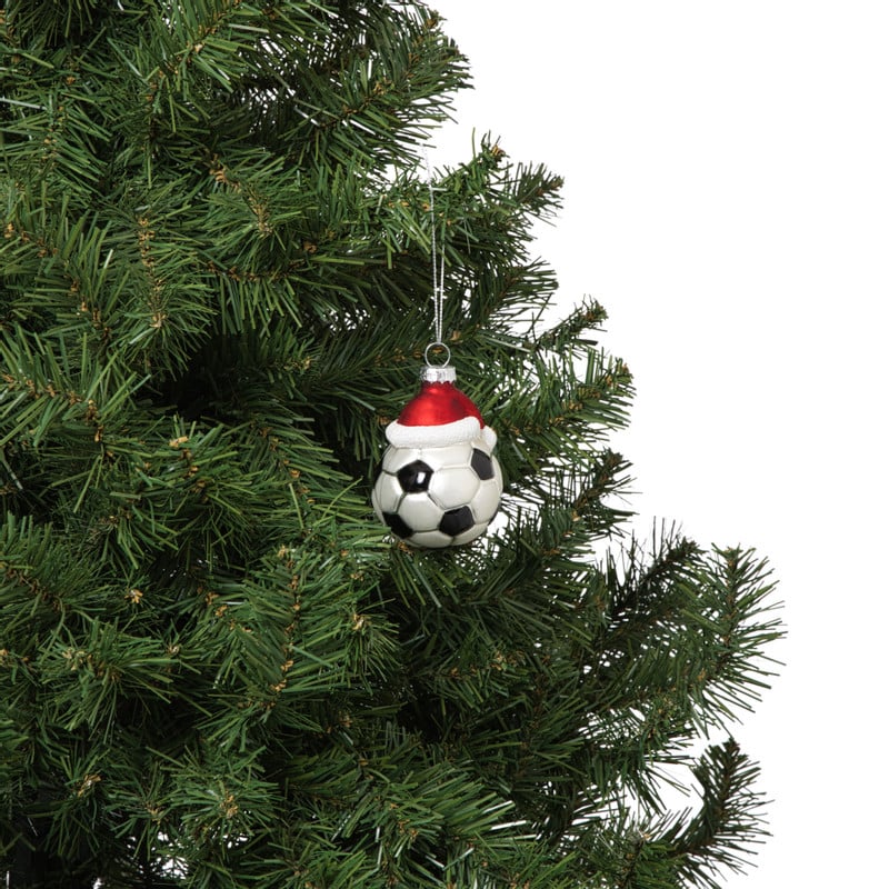 Kersthanger voetbal - zwart/wit- ø6.3x7.8 cm