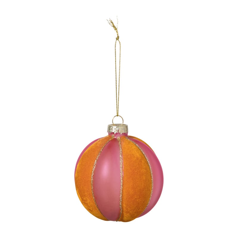 Kerstbal twist - roze/oranje 