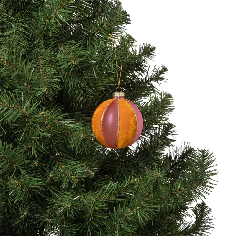 Kerstbal twist - roze/oranje 