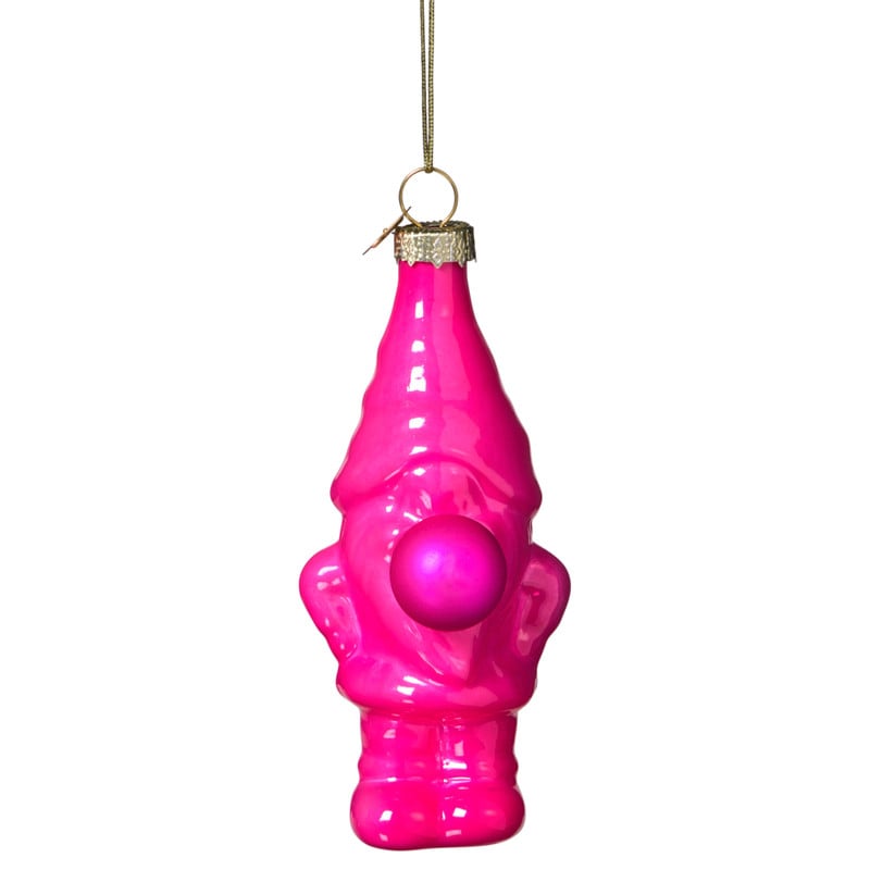 Kersthanger kabouter - roze - 10.5x5.3x4.7 cm