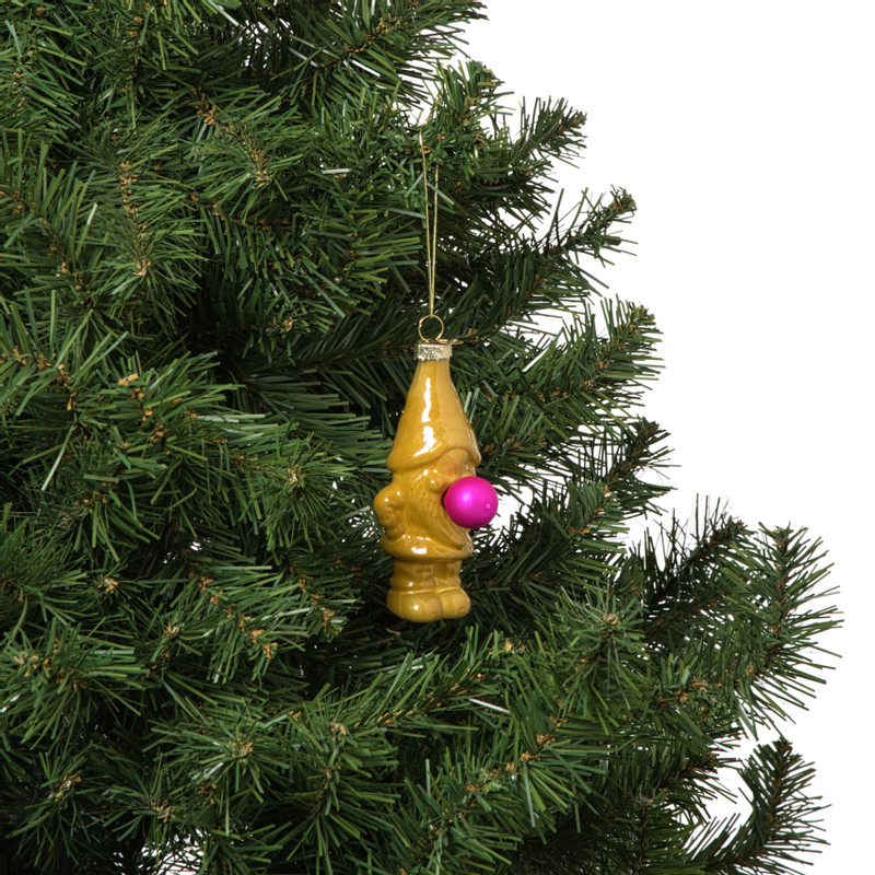 Kersthanger kabouter - olijfgroen - 10.5x5.3x4.7 cm