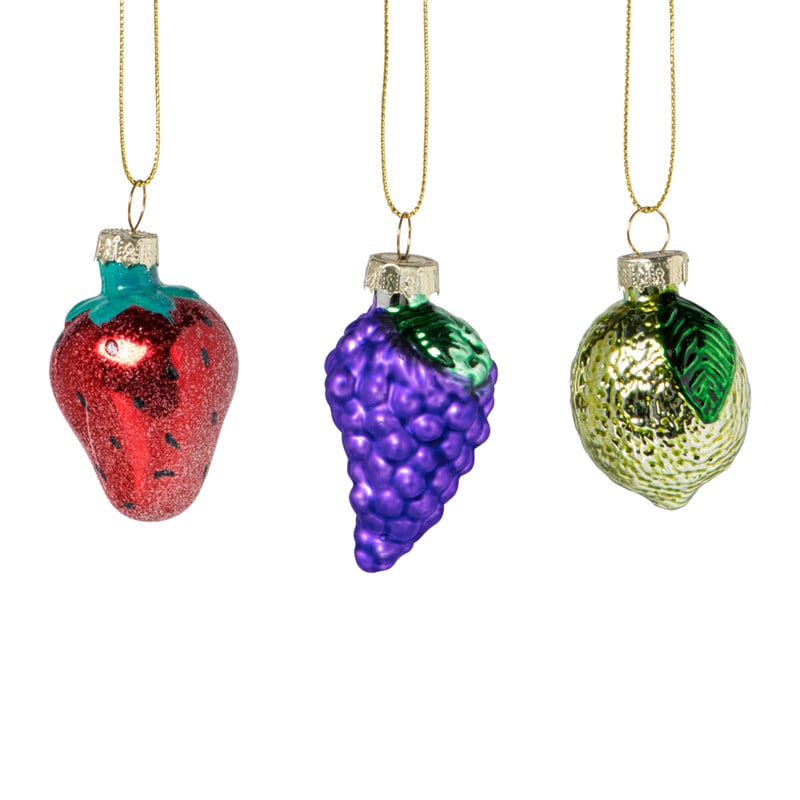 Kersthangers mini - fruit - set van 3
