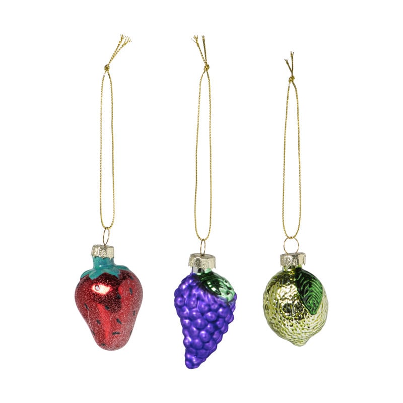 Kersthangers mini - fruit - set van 3