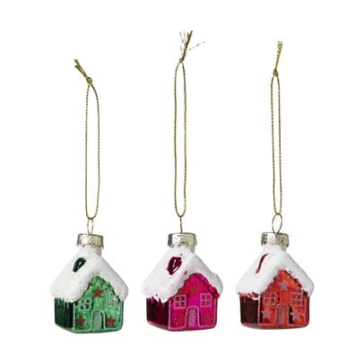 Kersthangers mini - huisjes - set van 3